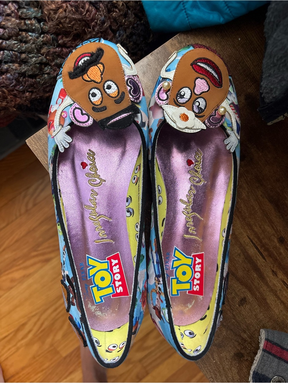 Irregular Choice Toy Story Character Flats in Blue, Brown & Purple